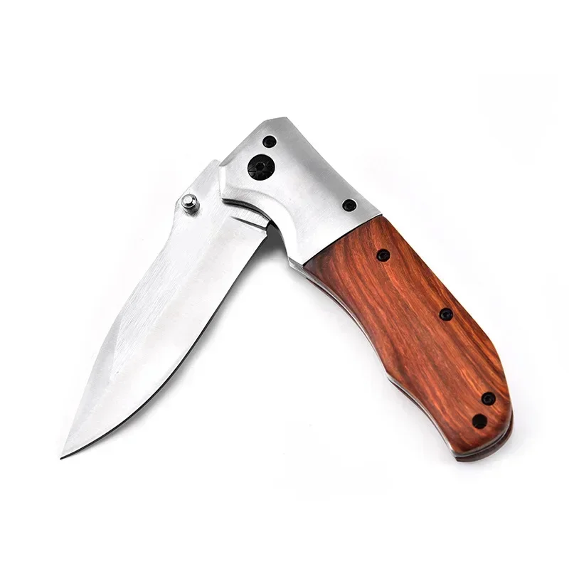 58HRC Tactical Knife Titanium Blade Steel + Rosewood Handle Camping Survival Knives Pocket Knives Outdoor Hunting Knife EDC Tool