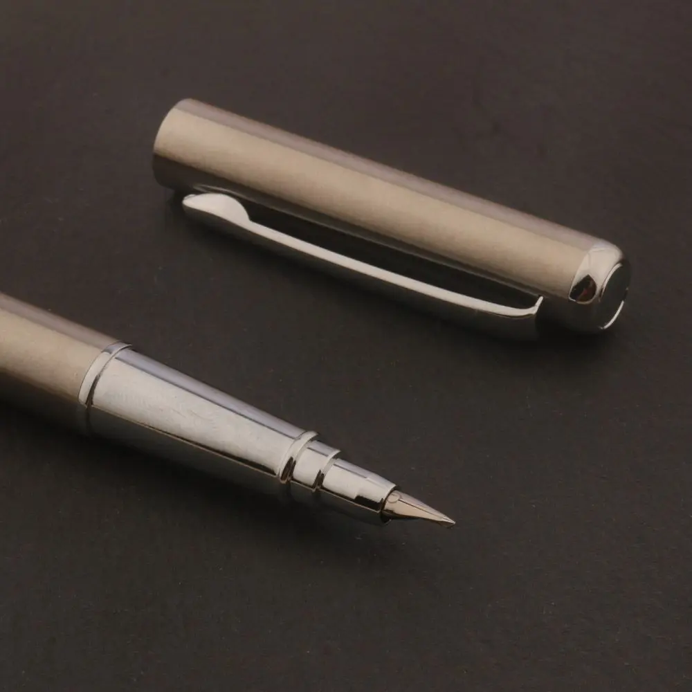 Long Knife Research Pen 1.0mm Stainless Steel Brown Polishing Pen Tip Calligraphy Practice Pen School Supplies Gift Stationery
