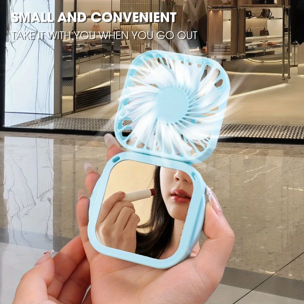 NEW Hanging Neck Fans With Vanity Mirror Outdoor Handheld Multifunction Fan Home Desktop Folding USB Rechargeable Mute Mini Fan
