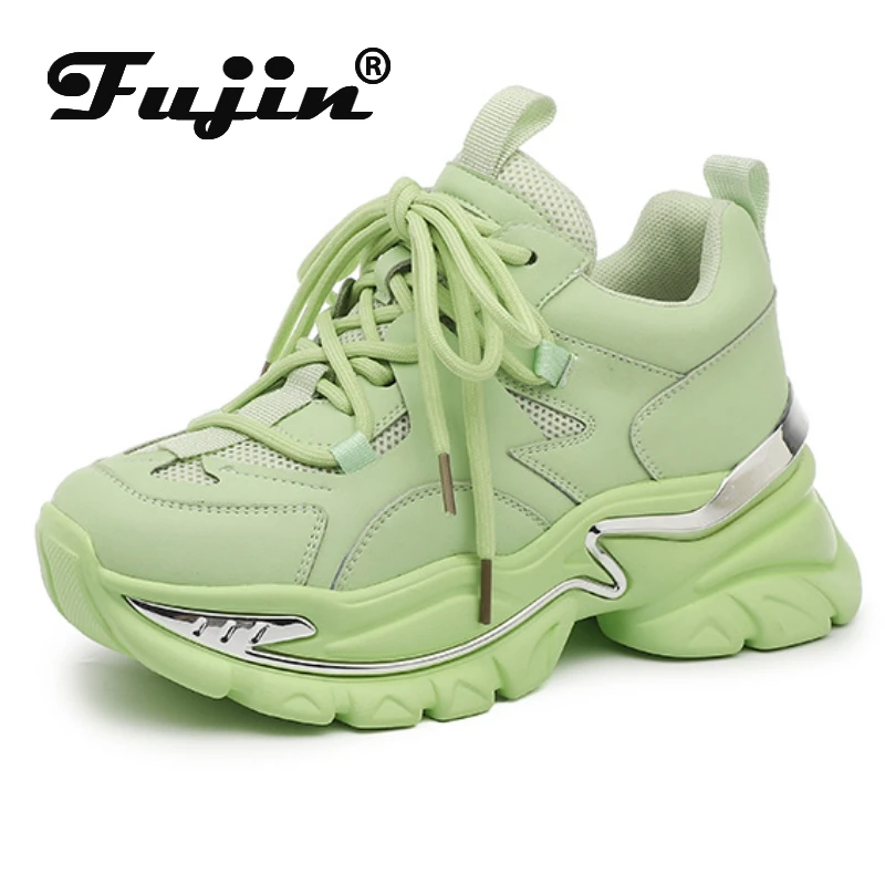 

Fujin 7.5cm 2024 Genuine Leather Casual Chunky Sneakers Platform Wedge Women Ladies Leisure Summer Mesh Breaththable Comfy Shoes