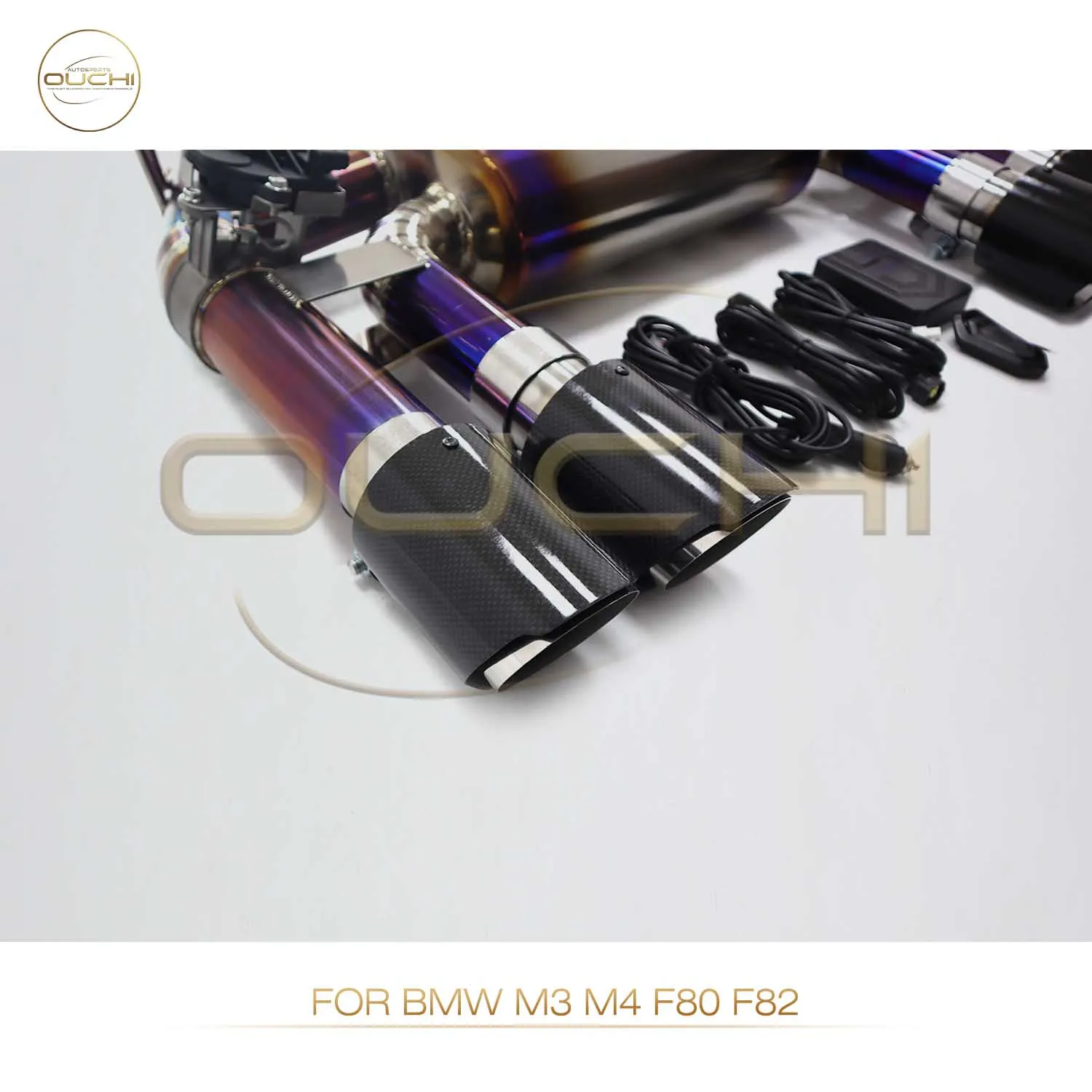 Performance Catback for BMW M3 M4 F80 F82 OUCHI Titanium Exhaust System Muffler With Valves customization Electronic Purple