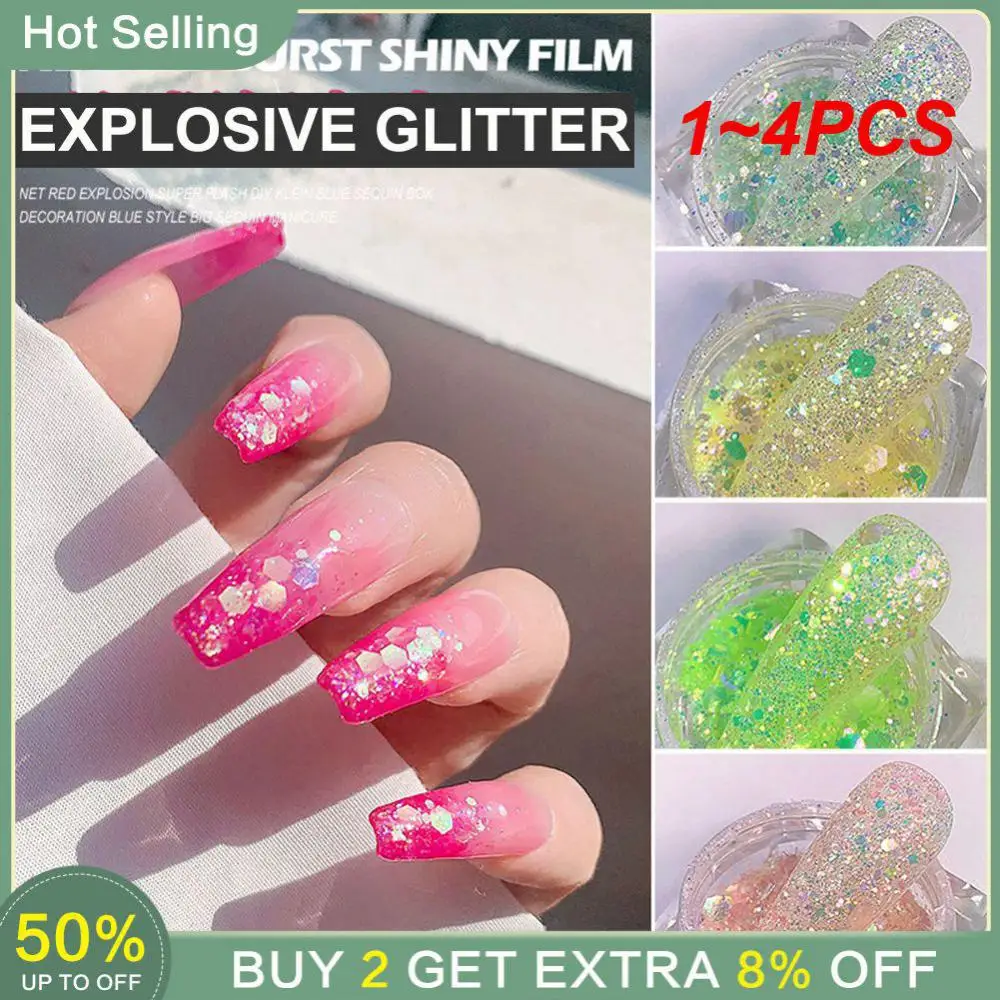 1~4PCS Hexagon Unique Manicure Holographic Glitter Glitter Flakes Sparkle Must-have Nail Decoration Versatile Sequin