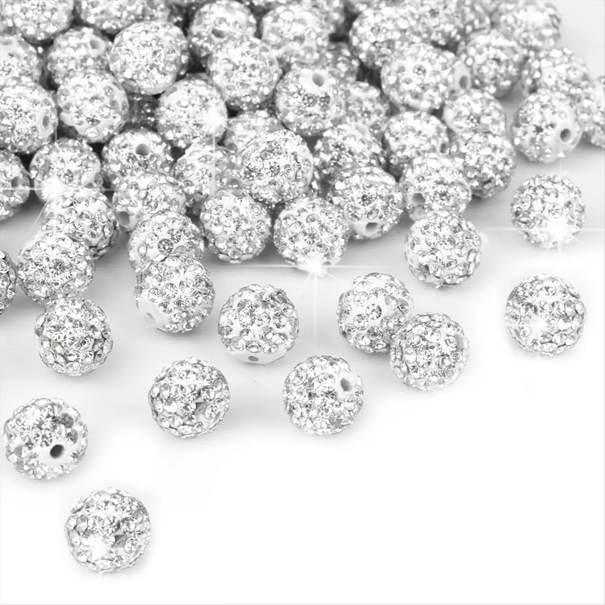 【TODAY-BUY】150 Pcs 10mm Rhinestone Beads for Jewelry Making, Sparkle Clay Rhinestone Beads for Bracelet Necklace Earring Making