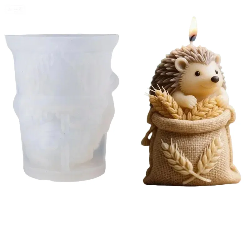 VERIDIAN Christmas Hedgehog Wheat Bag Scented Candle Silicone Mold Diy Hedgehog Handmade Soap Diffuser Stone Decoration
