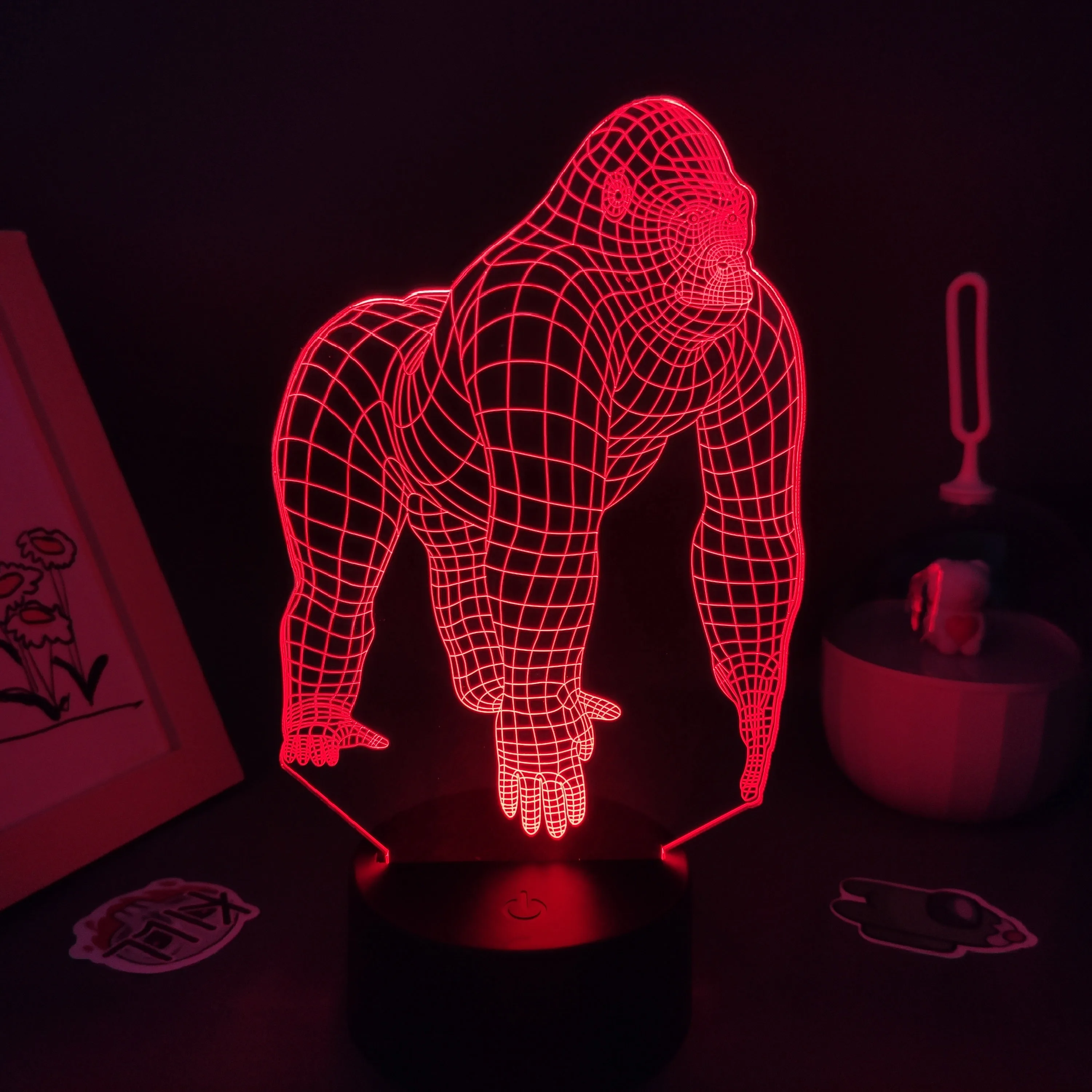 American Movie Titan 3D Lamp RGB Led Night Lights regali di compleanno colorati per gli amici camera da letto comodino Decor Animal Gorilla