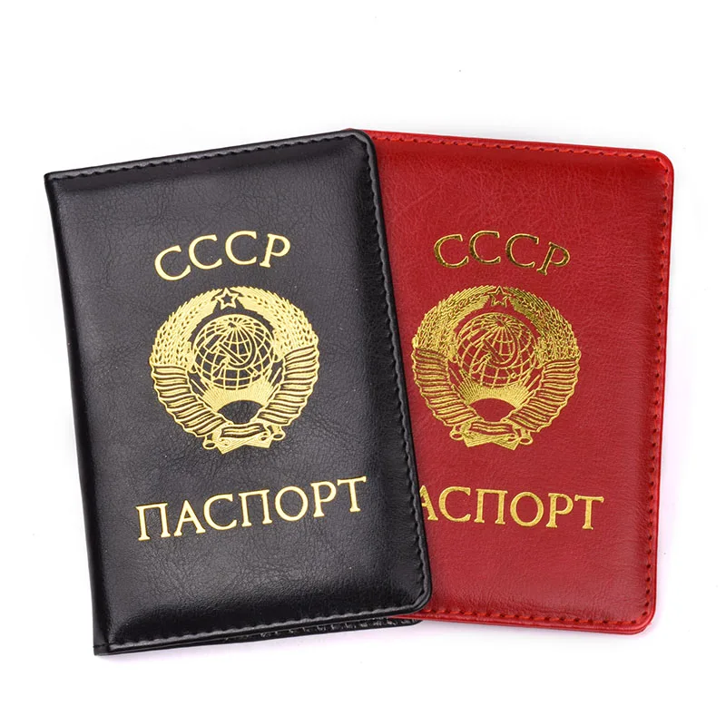 Russia Travel Document Passport Cover CCCP Soviet Leather Covers for Passports Ussr Passport Holder Men Women