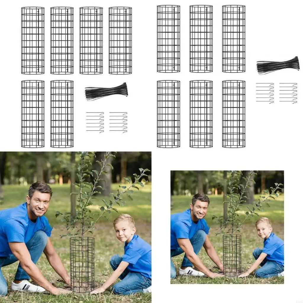 6pcs Tree Trunk Protectors with Metal Stakes for Preventing Tree Trunk from Deer X3UC