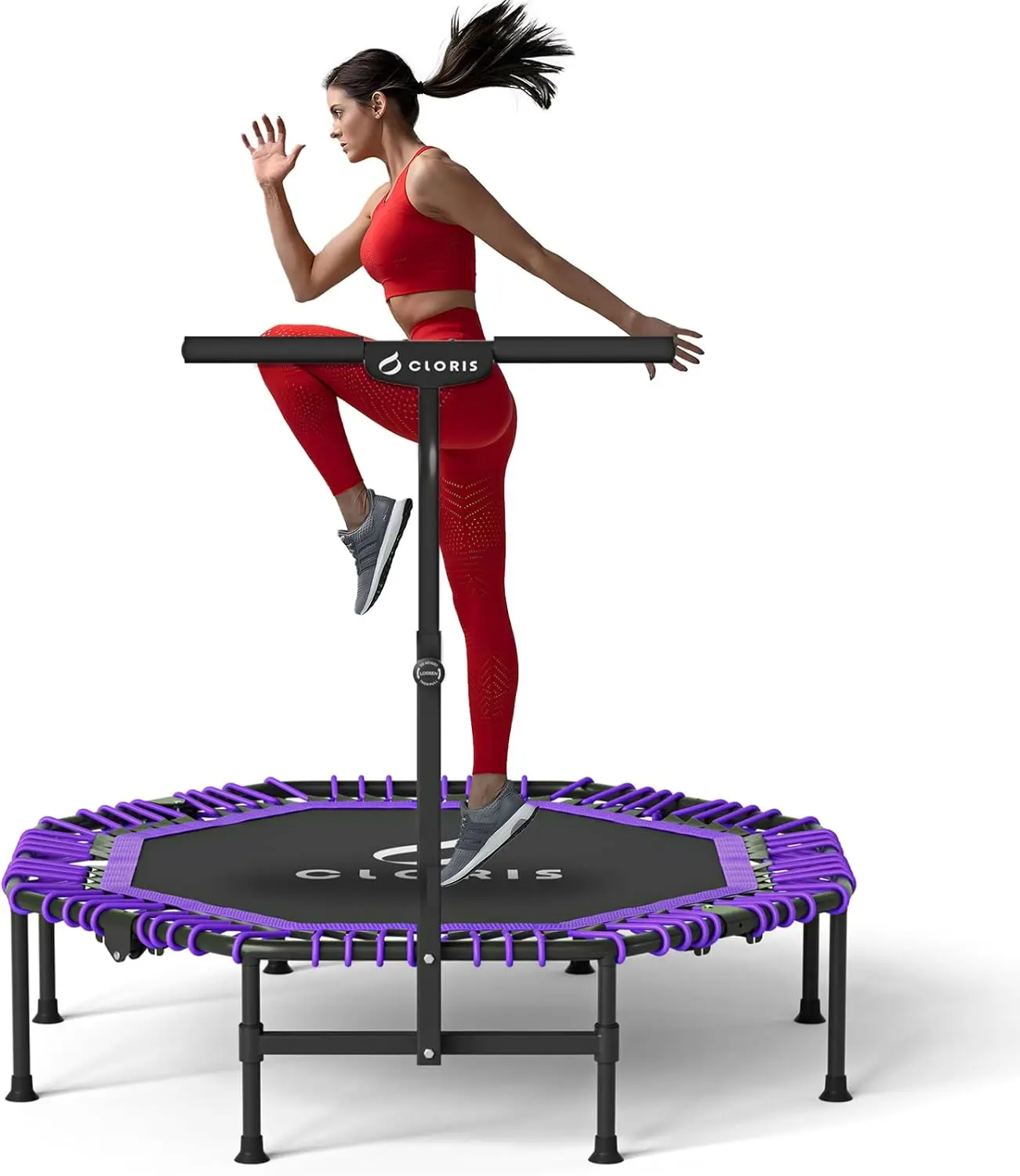 

38in/40in/48in Folding Trampoline Mini Rebounder Fitness Trampoline with Adjustable Foam Handle for Kids/Adult, with saft