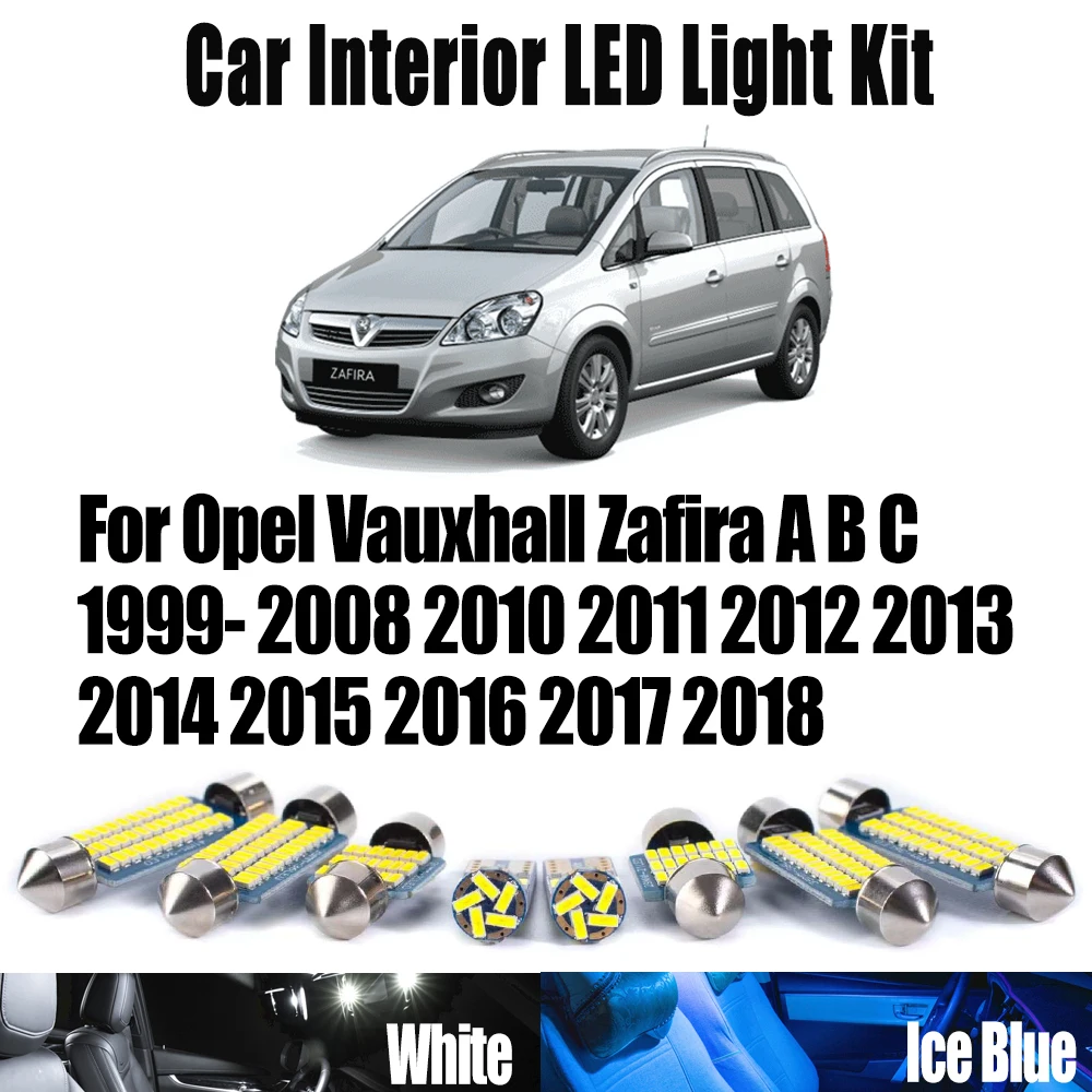 

For Opel Vauxhall Zafira A B C 1999- 2008 2010- 2015 2016 2017 2018 Car LED Interior Ceiling Dome Light Car Canbus Map Bulbs Kit