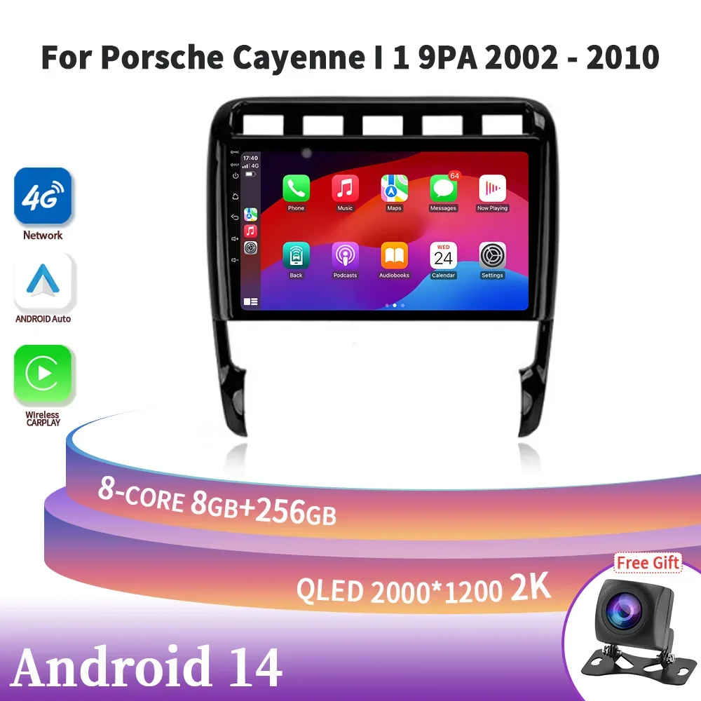 

Wireless Carplay Auto screen Car Radio For Porsche Cayenne 957 / 955 2002-2010 Android 14 GPS Navigation 4G WIFI DSP Stereo BT