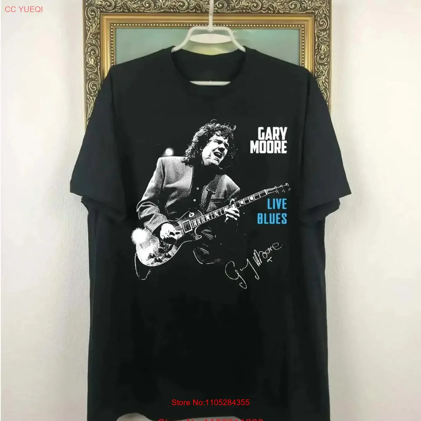 Gary Moore Live Blues Play Guitar AdulT T Shirt Black vintage Washed fashion Versatile Breathable Stylish homme Slightly