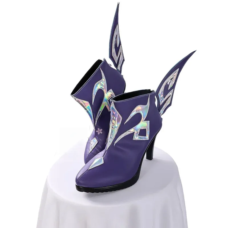 Qq28LQSkirk Permainan Cosplay Kulit Baru Sepatu Genshin Impact Aksesori Kostum Alat Peraga Kostum Halloween Anime untuk Wanita Sepatu Hak Tinggi