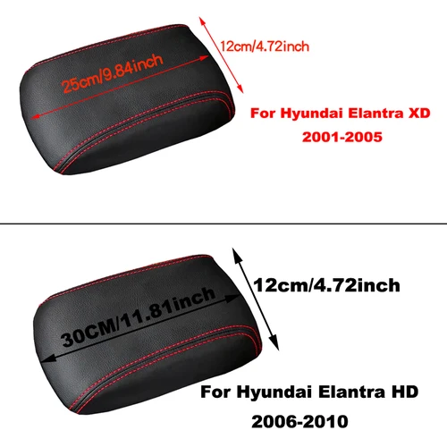 Imagen 2 del producto Para Hyundai Elantra 2001 2004 2005 2006 2007 2008 2009 2010 cubierta de caja de reposabrazos cubierta de almohadilla de consola soporte de cojín revestimiento de alfombrilla superior