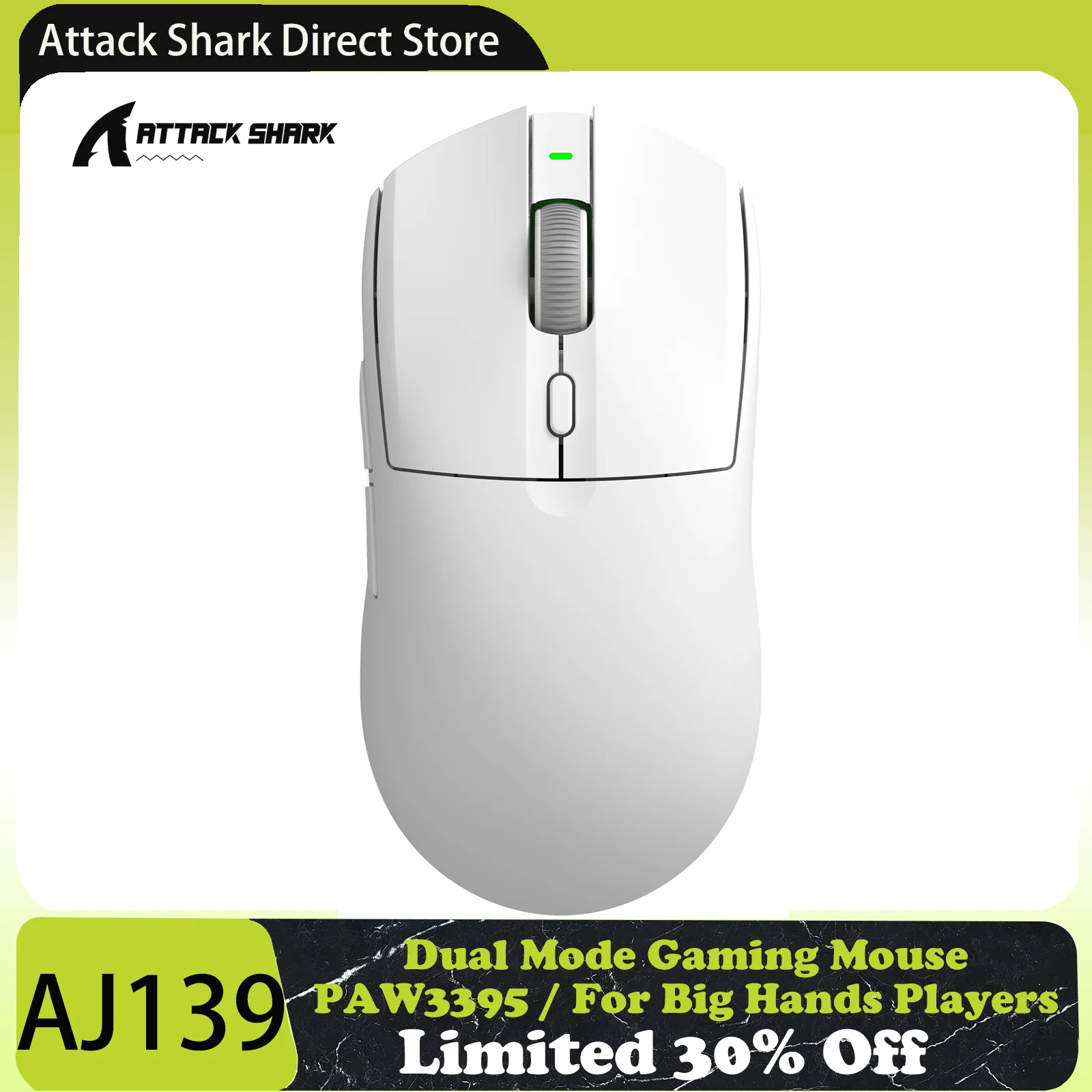 

Attack Shark x AJAZZ AJ139PRO Wireless Gaming Mouse, Ultra-Light(59g), Sensor Pixart PAW3395, 26000 DPI, 2.4Ghz/USB C Wired