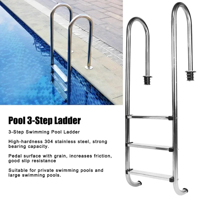 Ladder railing anti slip swimming pool safety level 3 ladder swimming pool supplies 304 stainless steel