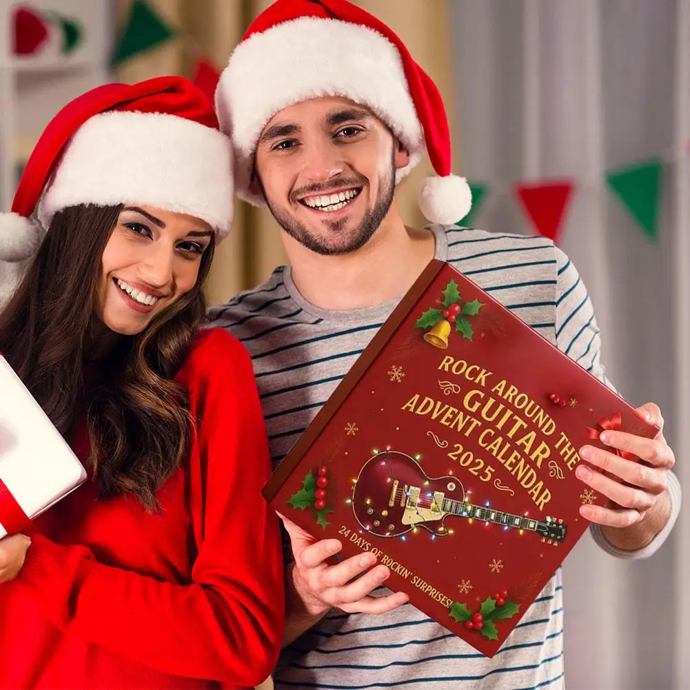 صندوق أعمى 24 يوم العد التنازلي مفاجأة الغيتار الصغير زخرفة تنوعا عطلة الديكور الاكريليك روك الغيتار تقويم القدوم #4