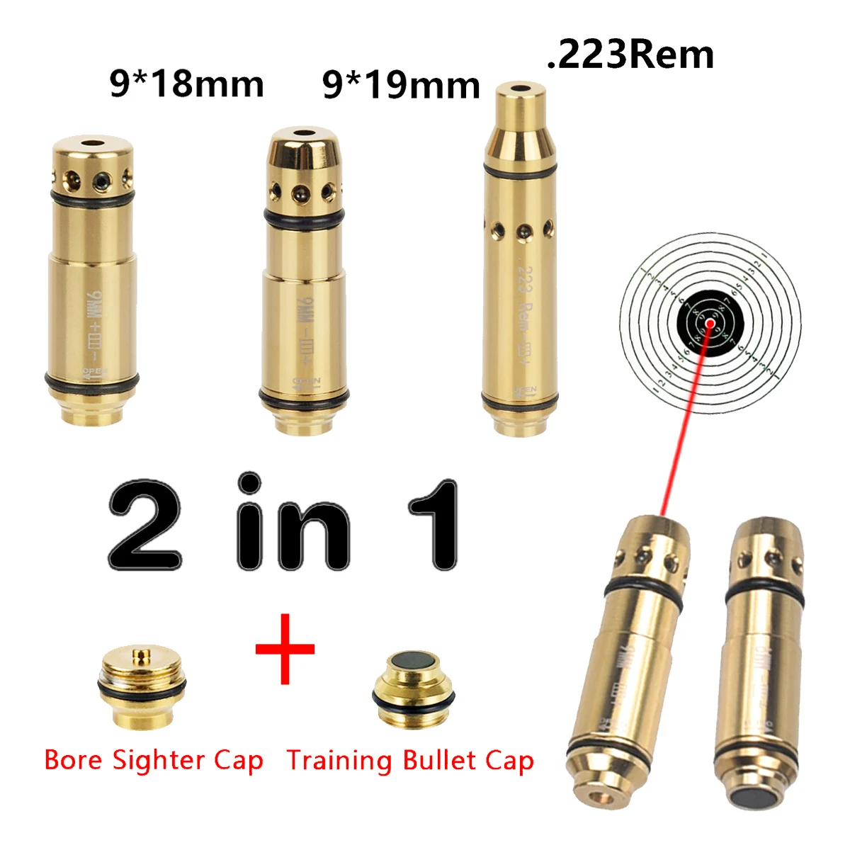 

9x19mm Laser Training Bullet Laser Bore Sight 2 in 1 Dual Purpose Laser Pointer for Dry Fire Aiming Calibration GLOCK 43