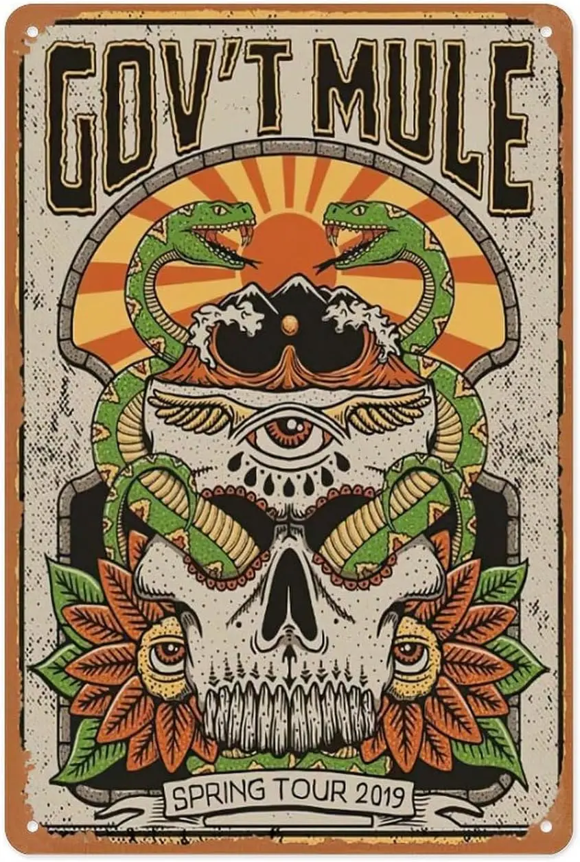 Vintage Metal Sign - Gov't Mule Music Band - 8x12 Inch Wall Art for Garage, Man Cave, Game Room, Coffee House Or Home Bar De