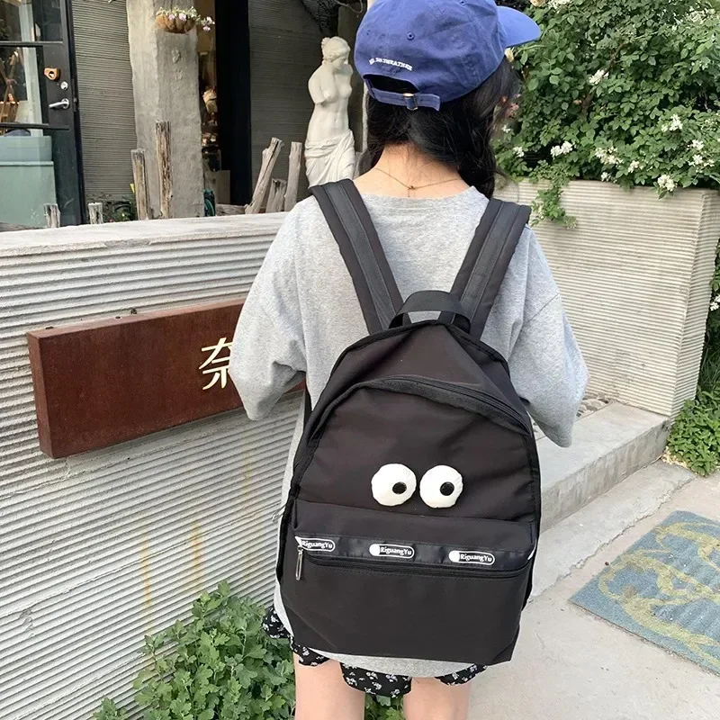 Nylon Backpacks Women's Bags on Sale 2024 New High Quality Big Eyes Design Solid Zipper High Capacity Fashion Backpacks