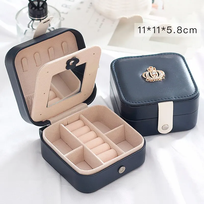 Double Layer Leather Jewelry Box for Men and Women