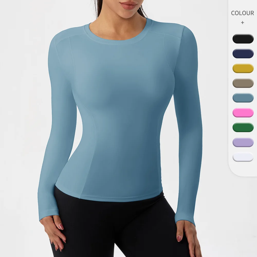 

Осенне-зимний обтягивающий спортивный топ с длинными рукавами для йоги, высокоэластичная быстросохнущая футболка с длинными рукавами для бега, фитнеса и фитнеса