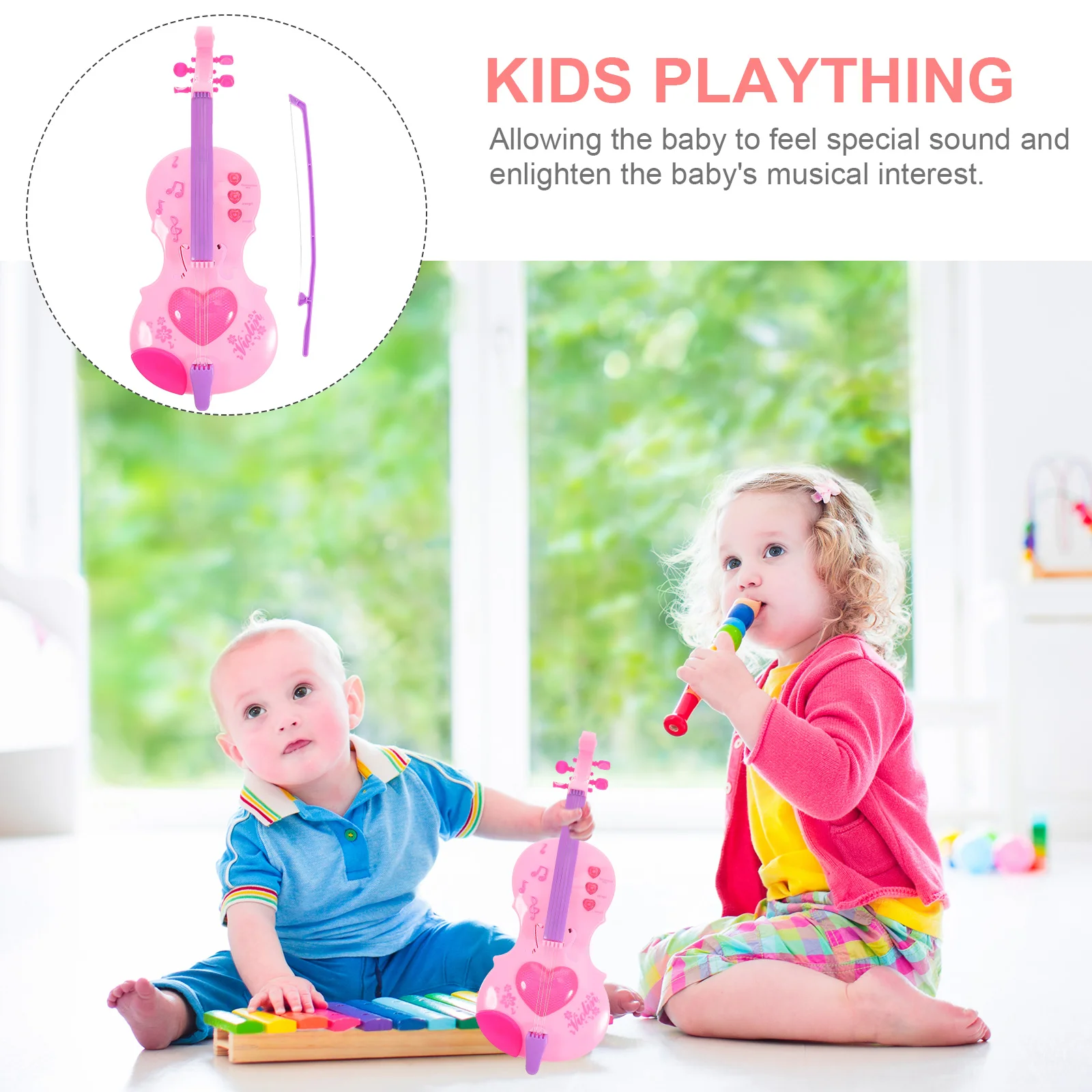 Kids Violin Guitar for Toddlers Imitation Toy Music Education Rosy Plastic Educational Plaything