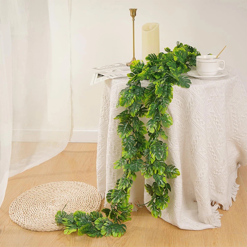 170cm Künstliche Hängepflanzen, Tropische Kunstpflanzen, Plastik-Monstera-Blätter, Schildkrötenblätter für Garten, Hochzeit und Heimdekoration – Detail 4