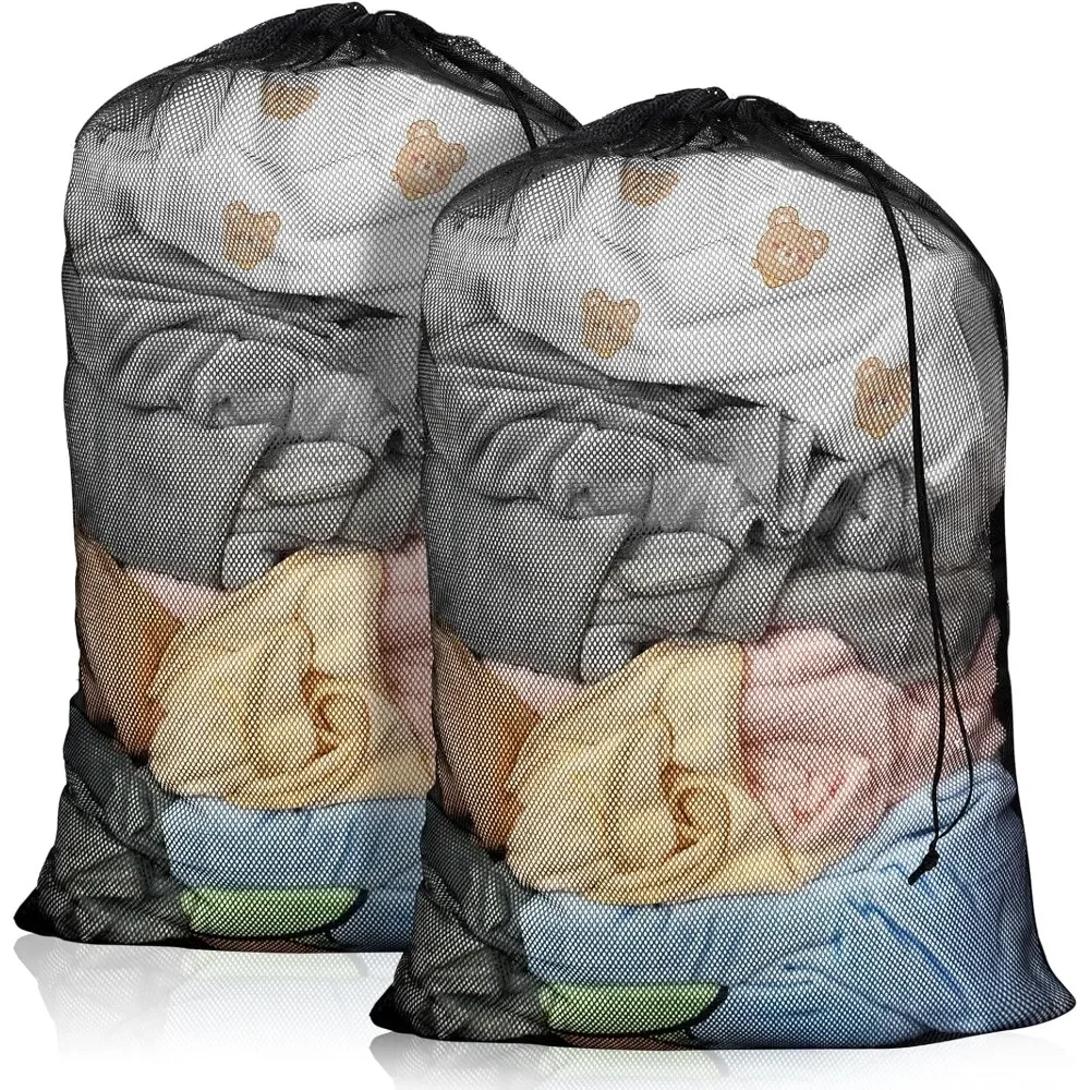 Big Laundry Mesh Bag Solid Color Drawstring Laundry Bag Anti-snagging Anti-deformation Home Mesh Clothes Washing Bag 60x90cm