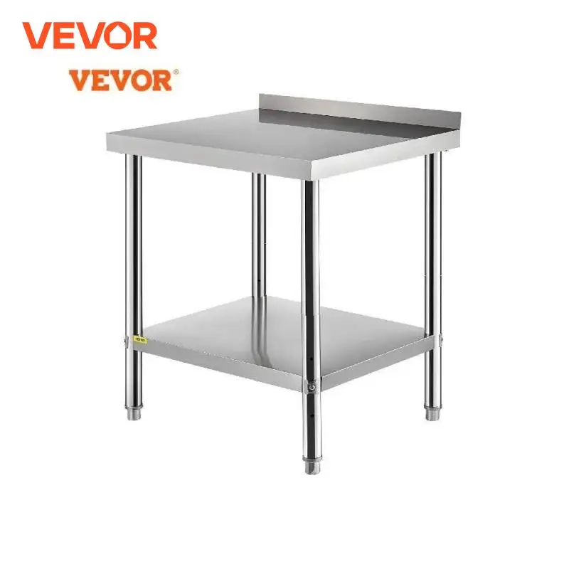 VEVOR-스테인리스 스틸 준비 테이블, 30x24x35/36x24x35 인치, 440lbs, 적재 용량, 백스플래시 및 조절 가능한 언더 선반 포함