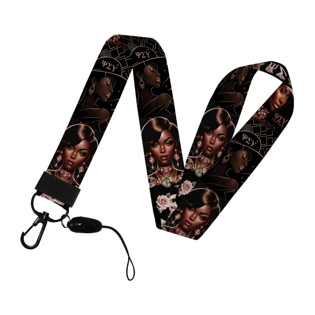 Psi Sigma Upsilon Sorority Card Holder Neck Strap Glitter Acrylic Badge Reel Clip Metallic Edge Exquisite Work Badge Holder