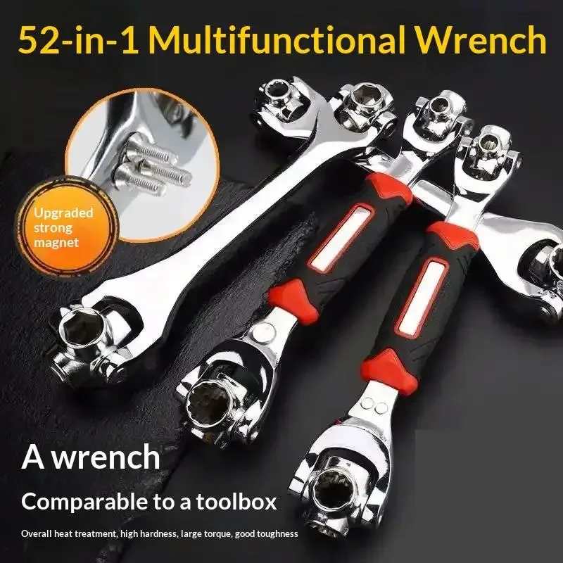 

1Pc 52 In 1 Hand Spline Bolts Sleeve Multi-Tool Set - Universal Ratchet Socket Multipurpose Wrench With 360° Rotation