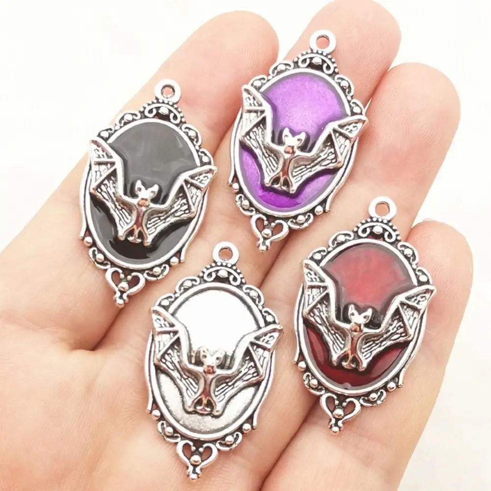 10PCS Metal Alloy Base Bat Pendant Charm Cameo Style Enamel Coating Enamel Charm Pendant Hollow Out Shape Gothic Pendant Charm