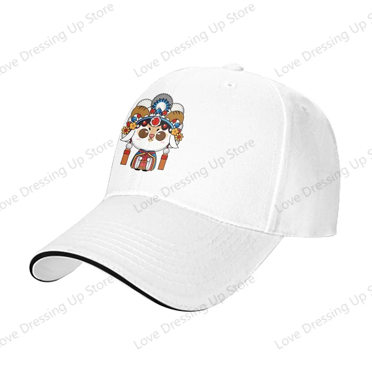 New Men Women Baseball Caps Chinese Zodiac Goat illustrated Chinese Beijing Opera Style Truck Cap Running Hats