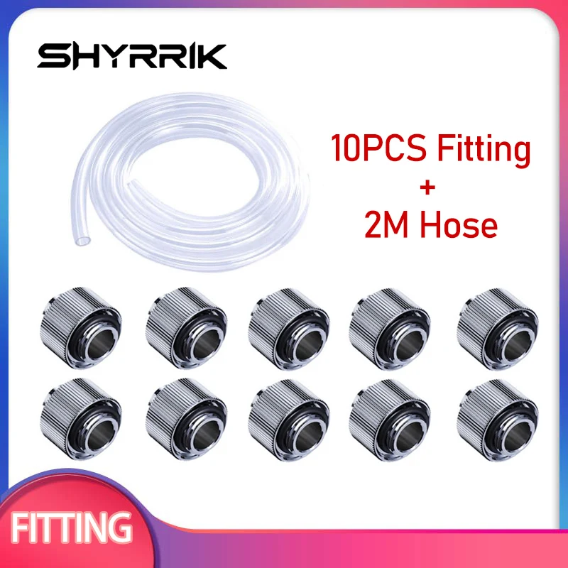Shyrrik 6/8/10PCS Hose Pipe Tube Fitting Combo Kit /10*13mm or 10*16mm for Computer Water Cooling System G1/4'' Black/Silver