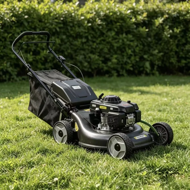 Commercial 21 Inch 4-Stroke Hand Push Lawn Mower, 10-Height Adjustment with 2.0mm Steel Deck for Light Duty