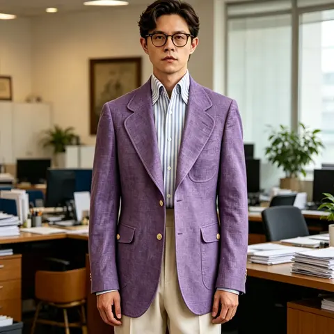 Vintage Linen Blazer Notch Lapel 2 Buttons Casual Business Jacket Lightweight Breathable Summer Suit Coat for Office Daily Wear