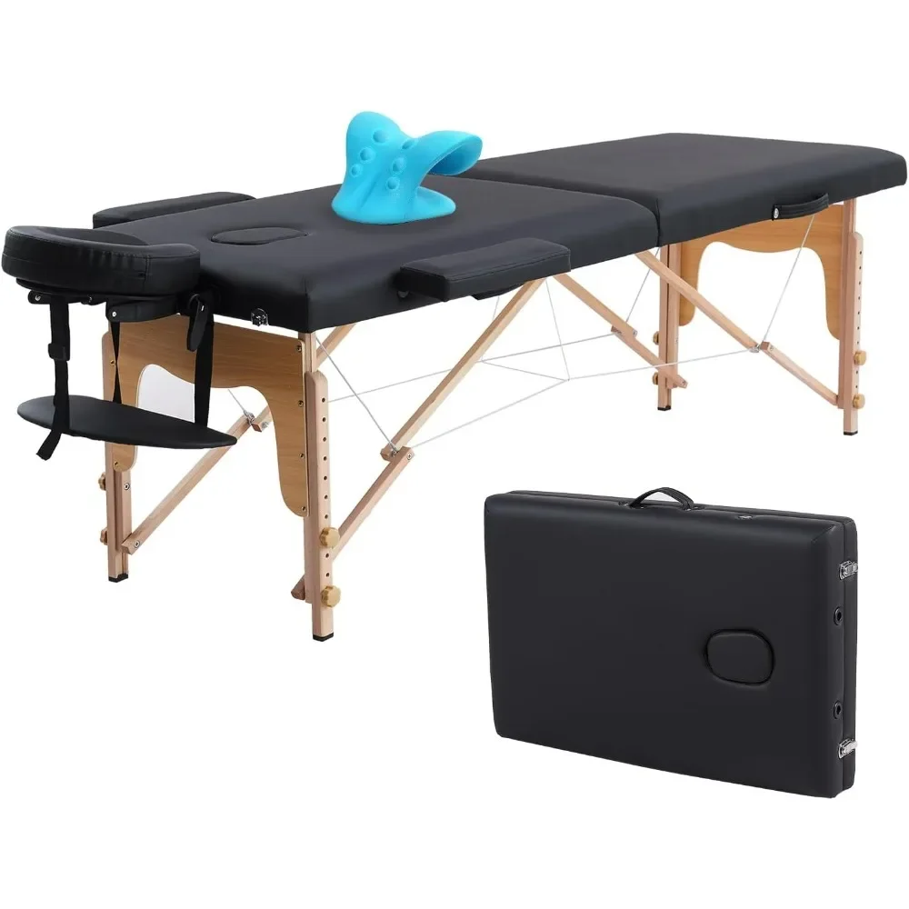 

Portable Massage Table with Neck Stretcher, Massage Bed Tattoo Table for Eyelash Extensions Beauty Tattoo, Adjustable Lash Bed