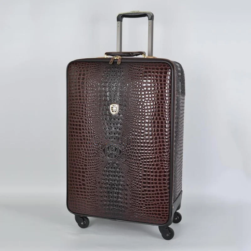 Echt Lederen Krokodillenpatroon Reisbagage Luxe Mode 16/20/24 Inch Instapkoffer Voor Mannen En Vrouwen