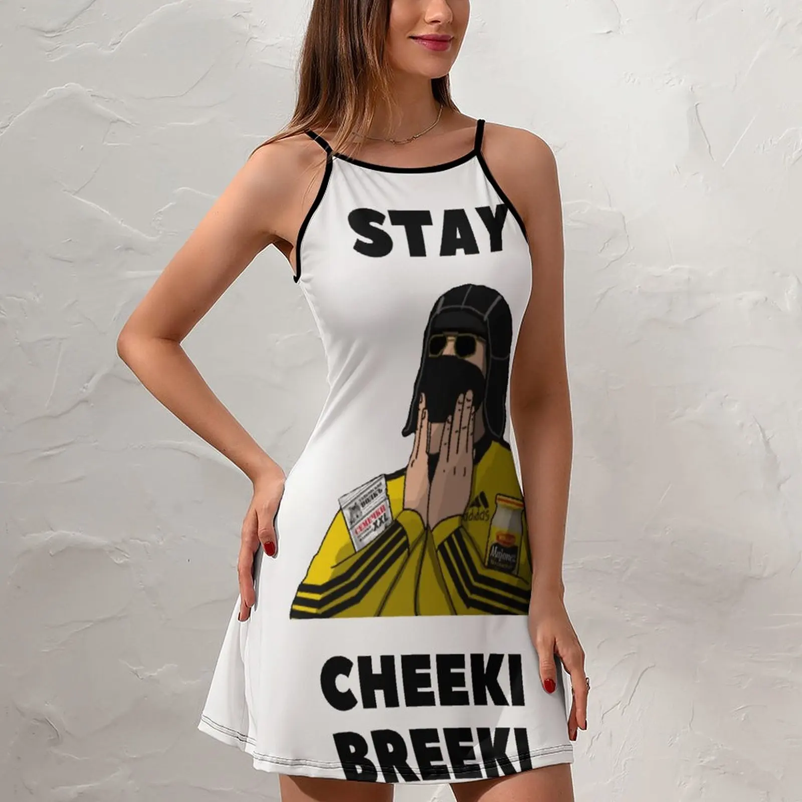 Sexy Stay Cheeki Breeki Classic For Sale  Women's Sling Dress Humor Graphic Cocktails Woman's Clothing Suspender Dress Novelty