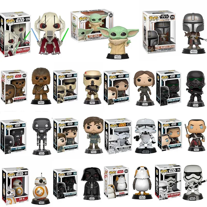 FUNKO-figuras de acción de Star Wars Para Niños, juguetes de Yoda, Chewbacca, Darth Vader, Stormtrooper, K-2SO, JYN, ERSO, PORG, Luke, Skywalker, Leia