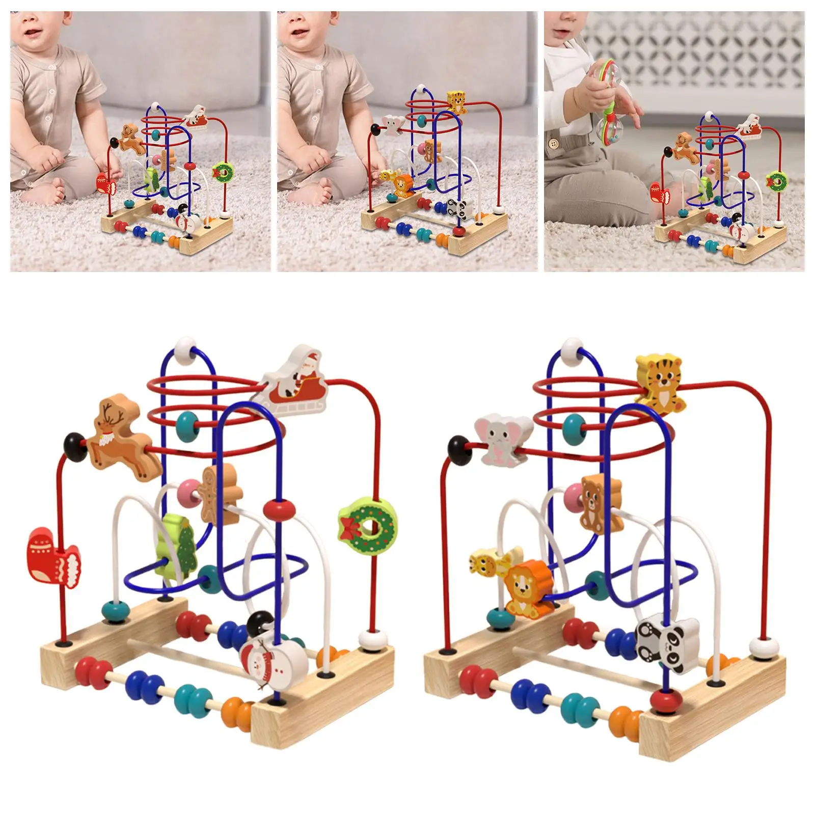 Jouet labyrinthe de perles en bois, Coordination œil-main, motricité, forme et couleur, développement de perles, comptage coloré pour garçons et filles
