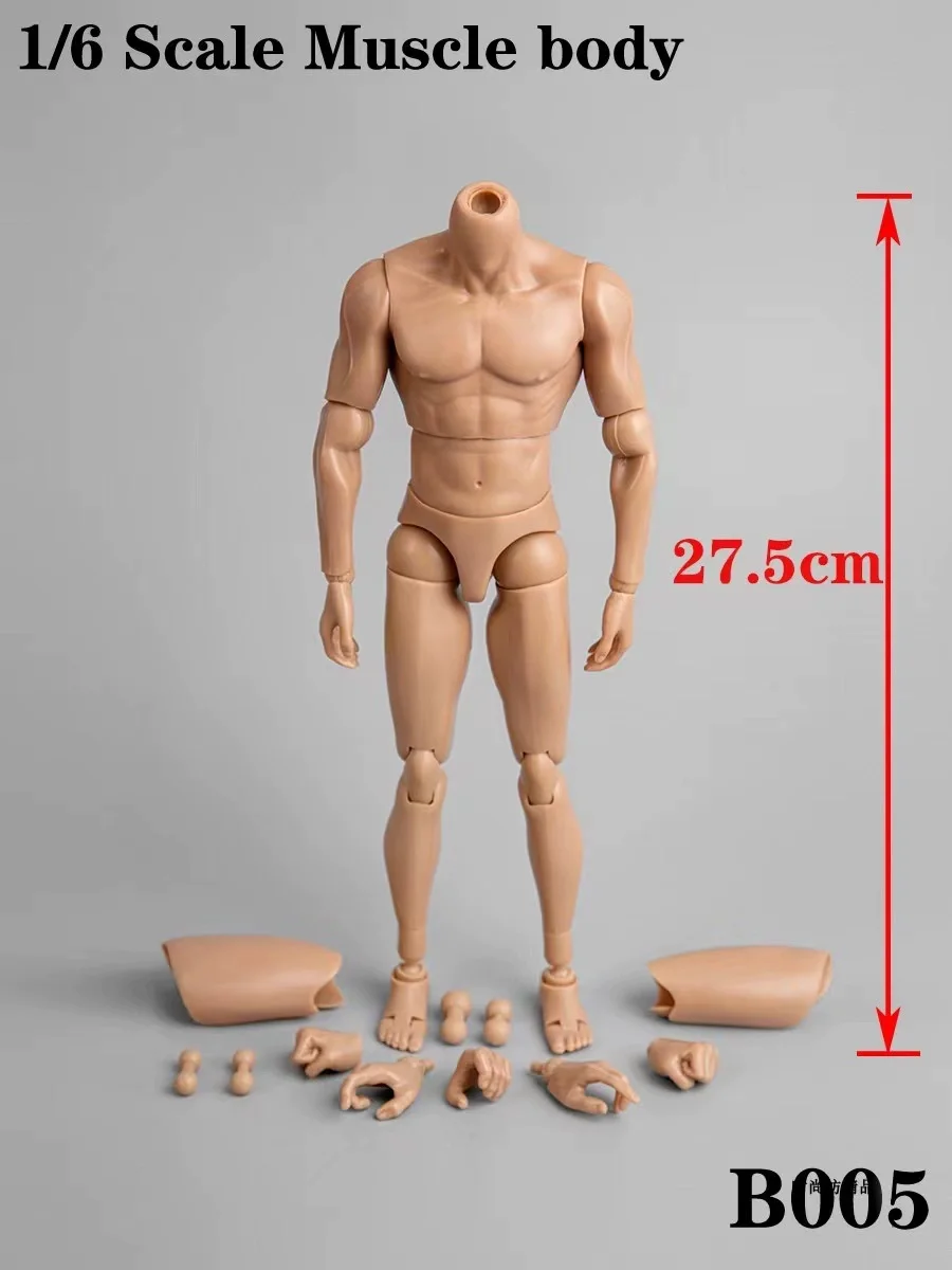 Colección B005 1/6, cuerpo muscular masculino, hombro estrecho, hombre caucásico, accesorio para el cuerpo, modelo para figura de acción de 12 pulgadas, juguete para regalo