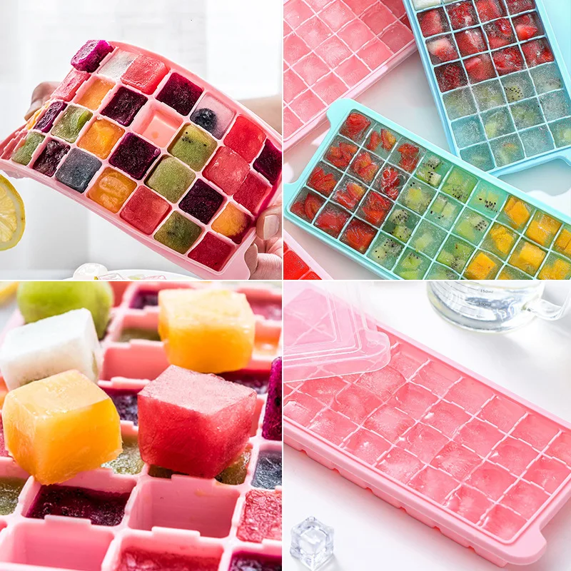 

Stackable Silicone 36-Ice Cube Trays Set Spill-Resistant Removable Cover Flexible Durable Ice cube mold household Ice trays