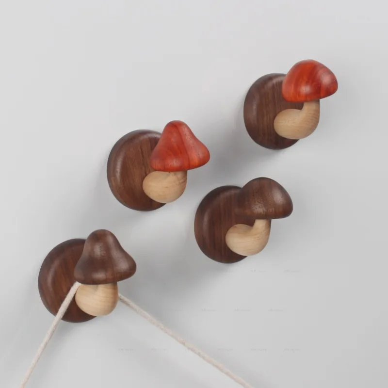 Cute Wooden Mushroom Fridge Magnet, Creative Memo Holder & Blackboard Sticker, Decorative Kitchen Note Clip