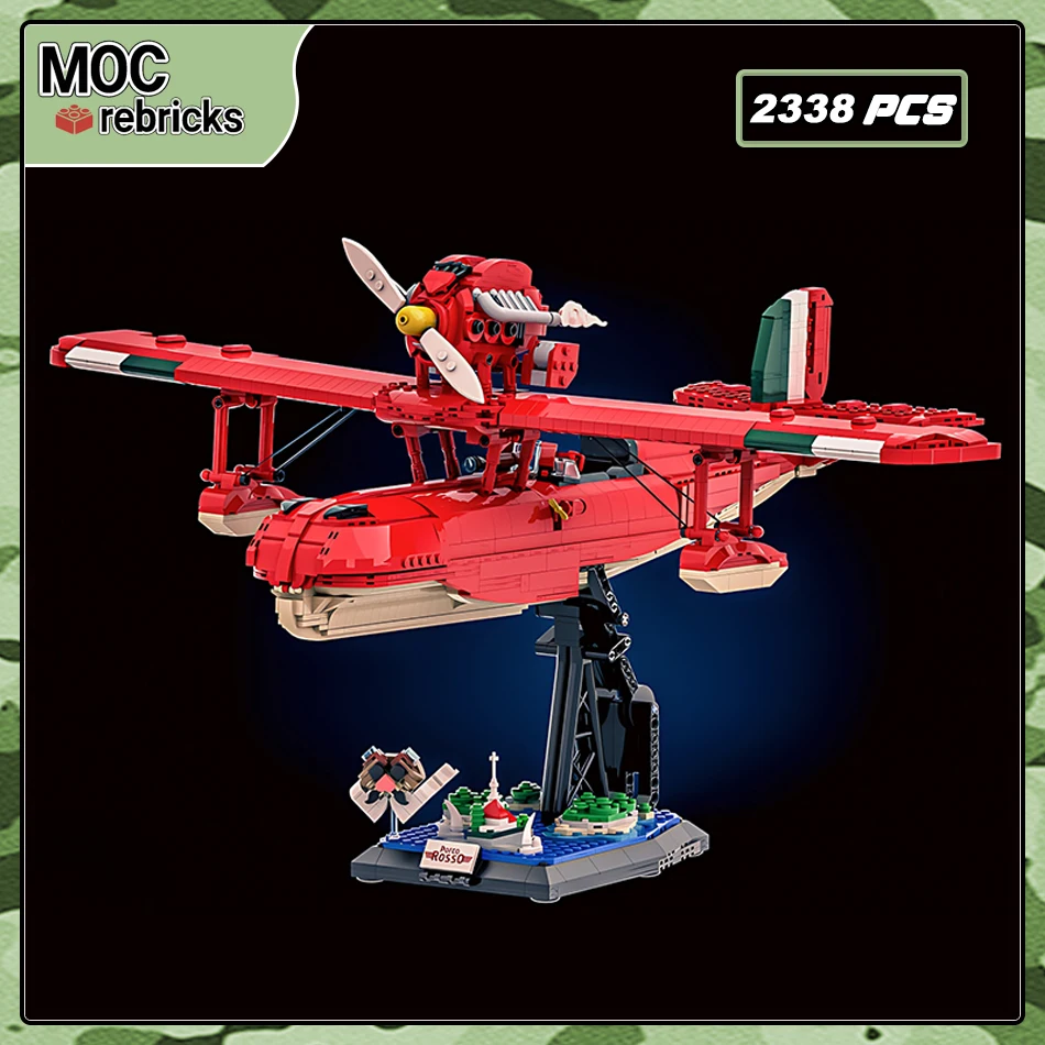 Battle Series S.21 Folgore + Stand Building Blocks Animated Movies Water Plane DIY Model Bricks Classic Toy Kids Puzzle Gift ﻿