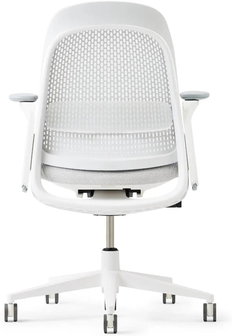 Seat with Height-Adjustable Lumbar Support, White Trim, Duo-Tone Hard Casters, and 4D-Arms (Lunar)