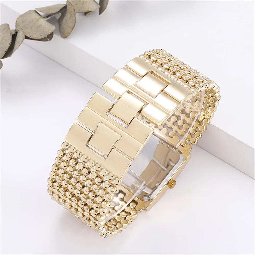 Luxury Simple Square Diamond Encrusted Women\'s Quartz Watch Gold Skeleton Fashion Women\'s Clock Gift Dress Wristwatch