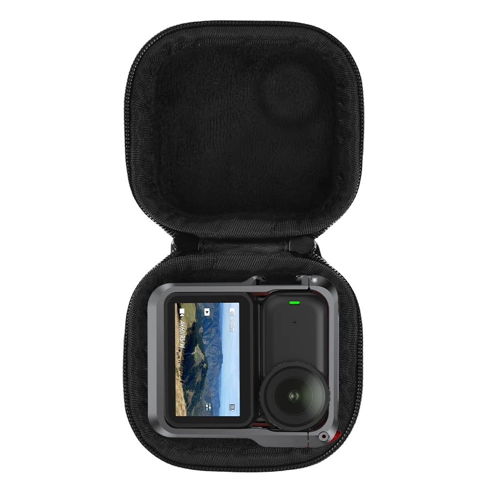 

​Camera Frame Storage Bag for DJI Osmo Nano Action Camera PU Storage Case with Carabiner Black