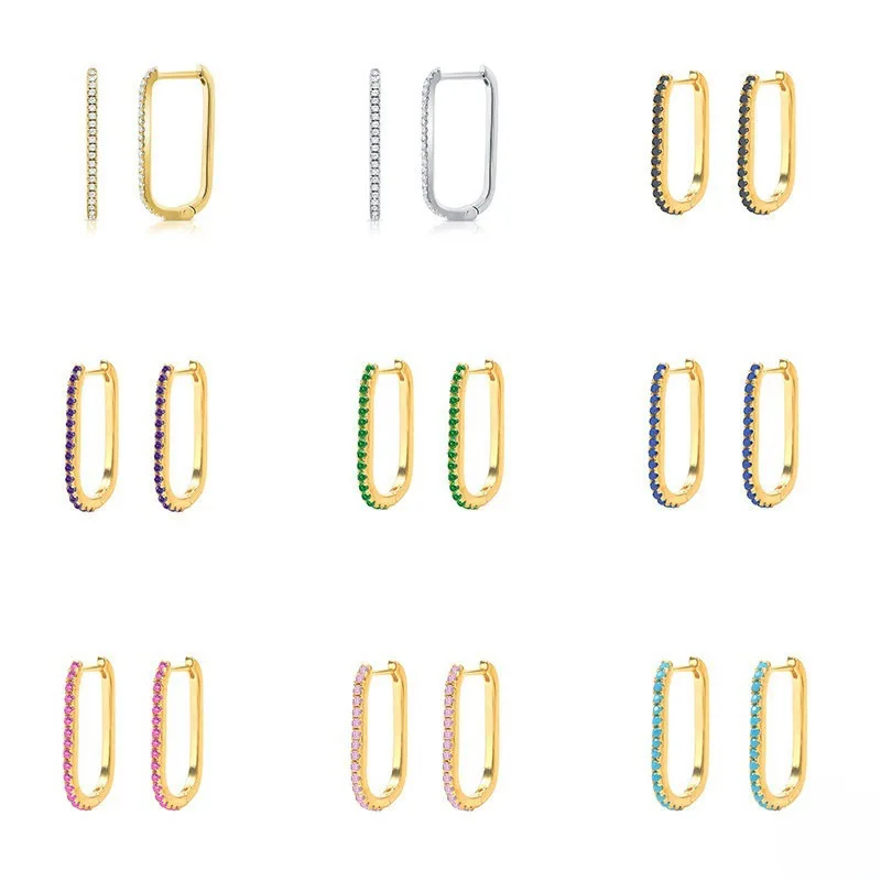 Women's 2PCS Stainless Steel Square Huggie Hoop Earrings