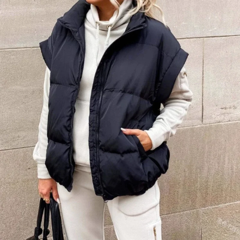 2023 جديد الملابس النسائية بلون سستة جيب ملابس قطنية سترة موضة الوقوف طوق مزاجه ركاب سترة